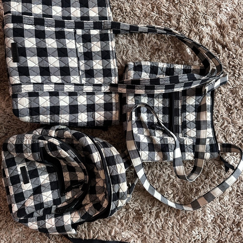 Vera Bradley 3 piece set tote cross body purse and small backpack